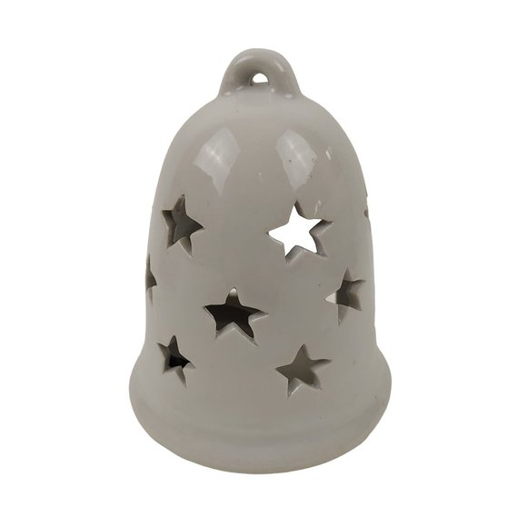 White Porcelain Bell Shaped Star Tea Light Candle Votive Holder Home Decoration - Picture 2 of 5